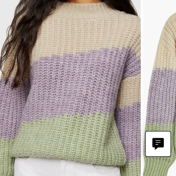 Topshop Colorblock Mock Neck Sweater Size 4 6 S Pastel Chunky Knit Jumper Winter - Picture 7 of 7
